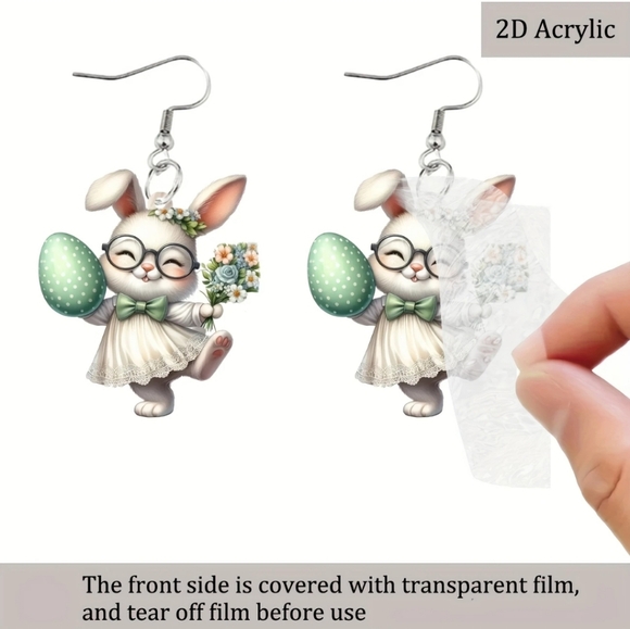 New Girl Bunny Rabbit Earrings - Picture 6 of 7